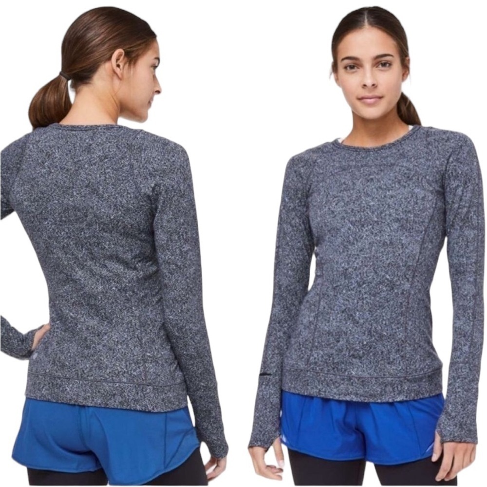 Lululemon Cypress Kiss Long Sleeve Top Fusion Jacquard Black Violet Viola Sz 6